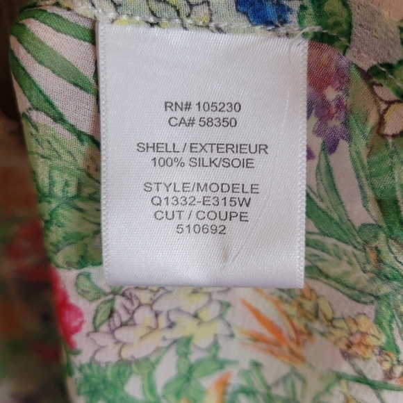Equipment Femme 100% Silk Sheer Long Sleeve Blouse Floral Contrast Cuff Medium M - Picture 3 of 10